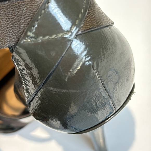 L.A.M.B. Brown/Grey Strappy Heels - Picture 9 of 11